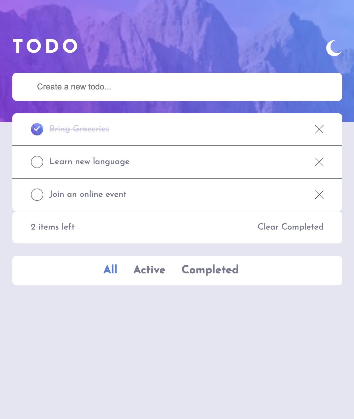 Image of To Do App homepage